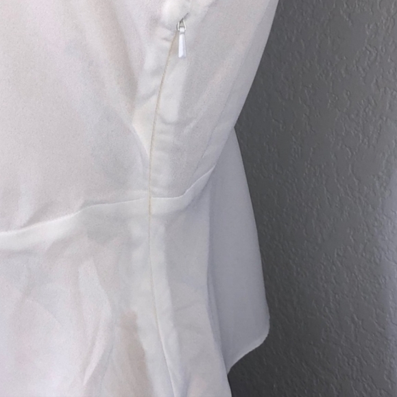 ASOS Off White Longsleeve Deep V Peplum Top 8 - Picture 3 of 4